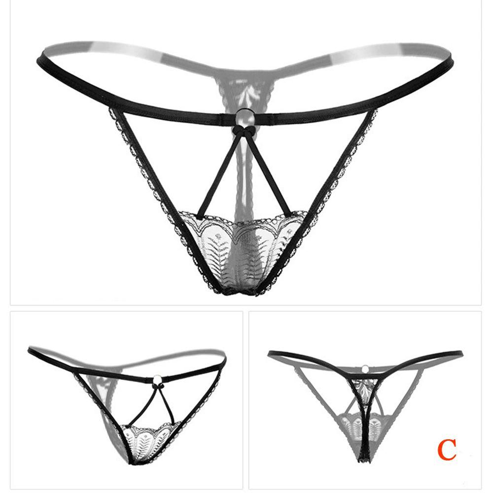 Female Women Sexy Pearl Massage Lace Thong G-stings Panties Lingerie T-back Panties Underwear
