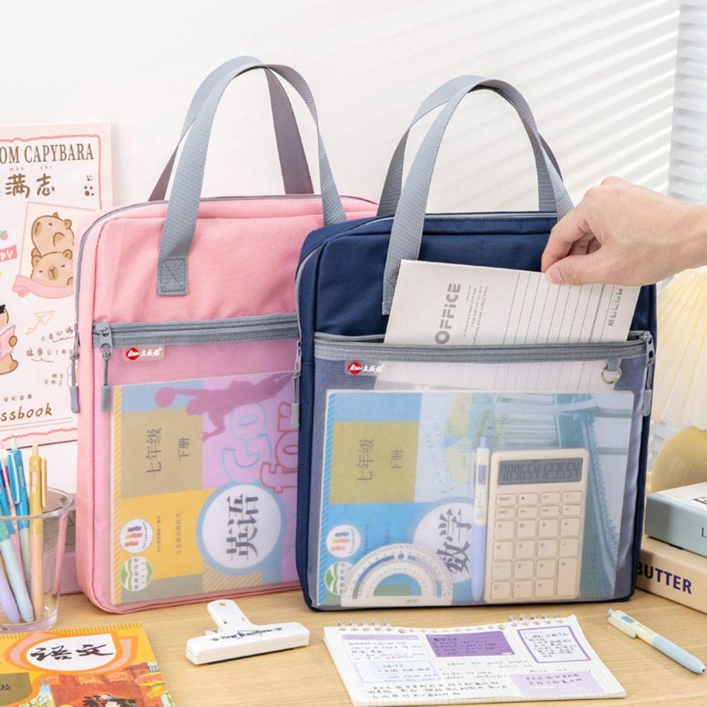 Multifunctional Zipper Pouch Bag A4 Document Bag New Data Storage Bag  School Office Supplies