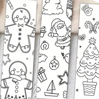 HIgh Quality 32pcs Christmas Graffiti Bookmarks Cartoon Minimalist Blank Bookmarks Line Art Style Paper Page Markers Decorative