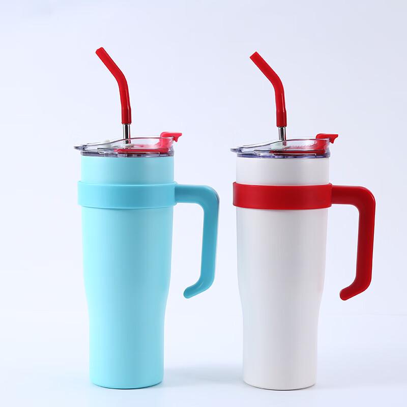 40oz Stainless Steel Insulated Tumbler with Handle and Straw
