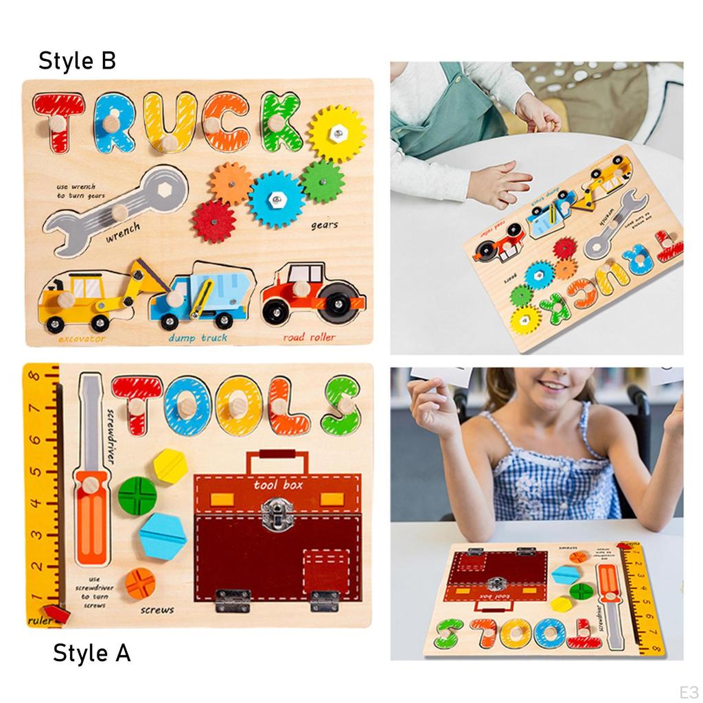 Busy Board Montessori Toy Wooden Sensory Brain Shape Recognition Toddlers Activity