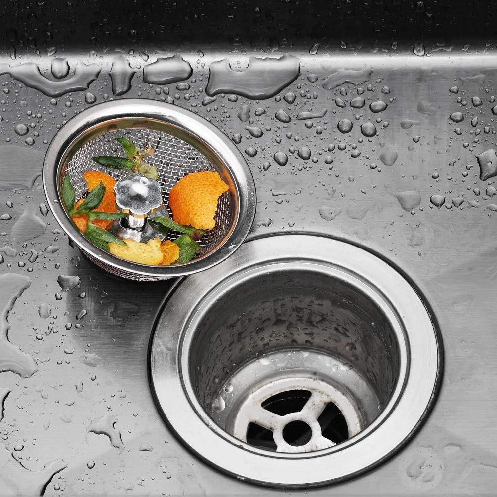 Kitchen Metal Sink Filter Stainless Steel Mesh Strainer Food Waste Drain Hole Bathroom Shower Hair Catcher Stopper Sewer Filter