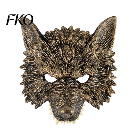 Golden Wolf Mask 3D Head Mask, High Elastic Lightweight Comfortable Werewolf Flexible Cushioning Costume with Adjustable Strap for