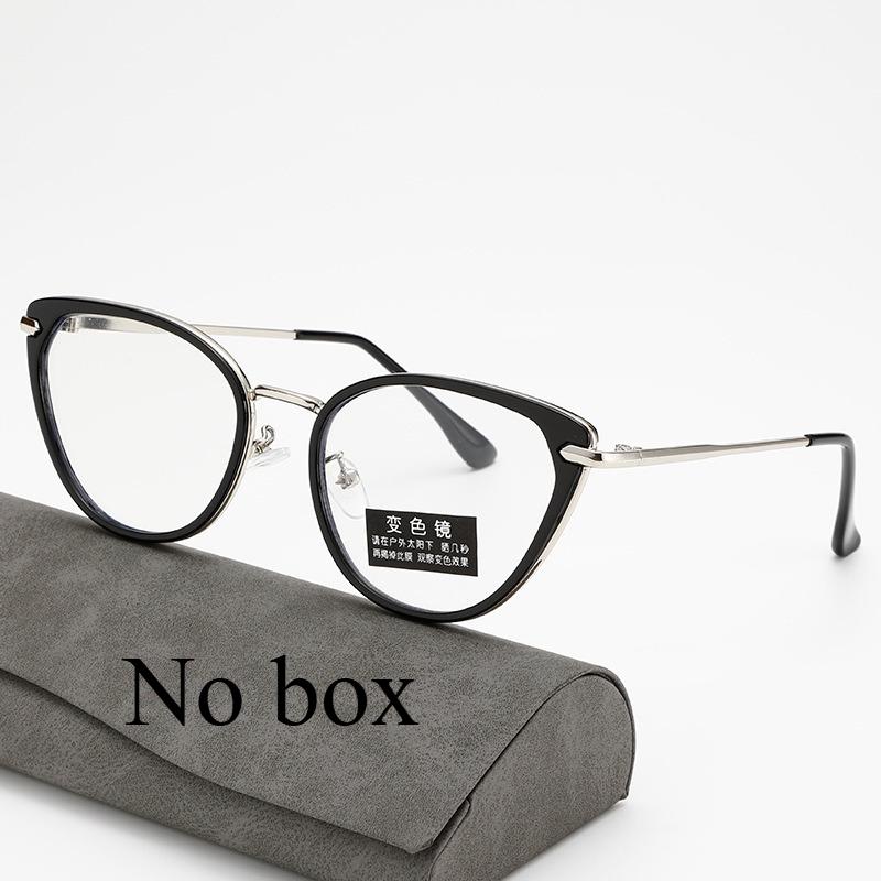 Retro Cat Eye Holder Women's Fashionable Photochromic Anti Blue Light Glasses Metal Frame Glasses Party Glasses