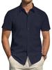 2025 Men's Summer Short-Sleeve Solid Color Cardigan Casual Formal Shirt