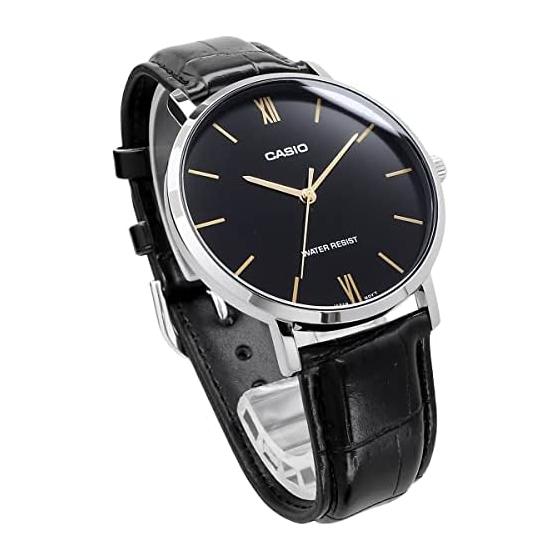[Casio] CASIO Quartz Men's Watch MTP-VT01L-1B Black X Black Leather Band Overseas Model [Parallel Import]