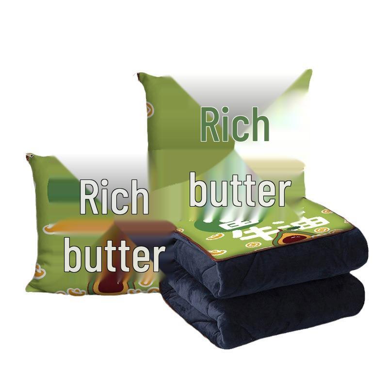 Custom Cartoon Plush Throw Pillow Blanket with Fleece Lining