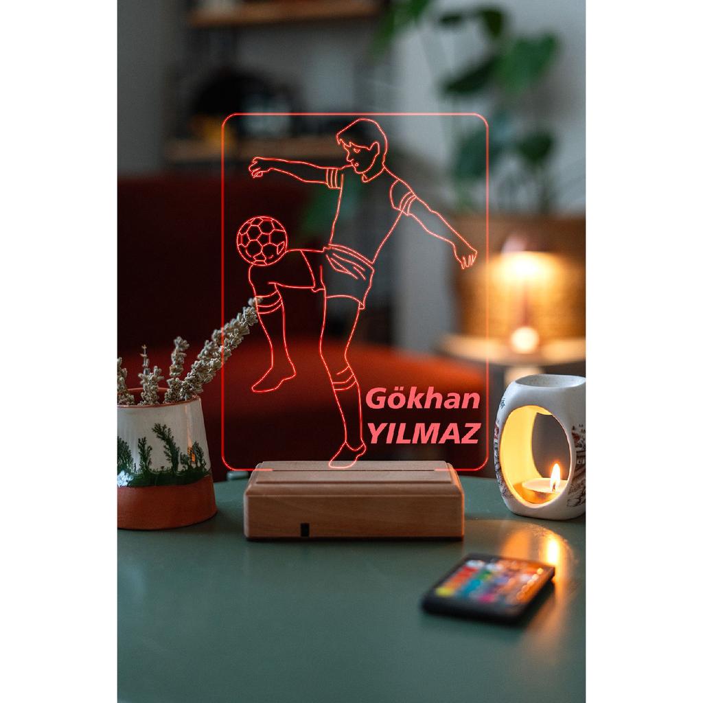 Cadeau personnalisé joueur de football faisant rebondir la lampe de bureau LED 3d balle