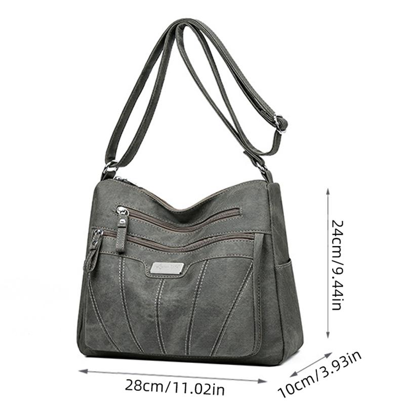 Multi-layer Middle-aged  Messenger Bag Versatile Casual Women's Bag Retro Large-capacity Shoulder Bag
