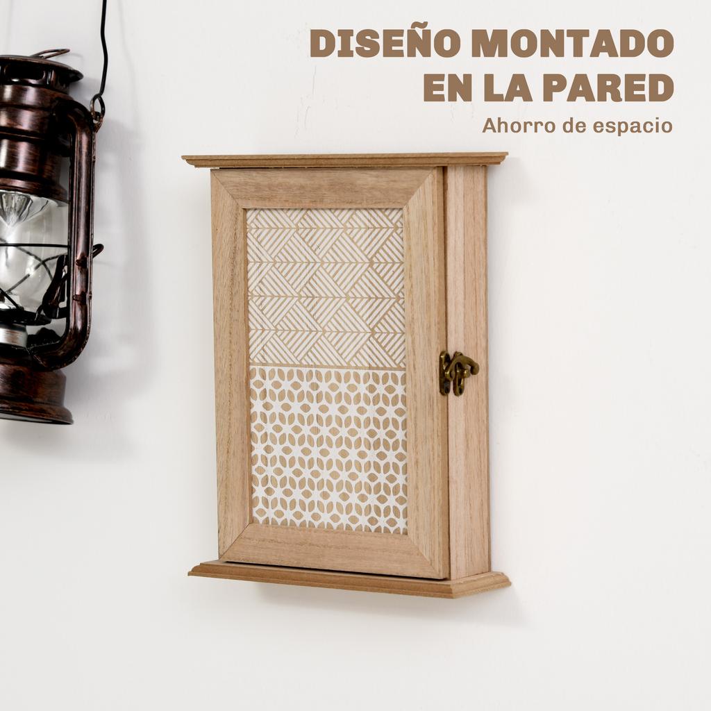 Key Cabinet with 6 Hooks Vintage Style Wooden Wall Furniture for Keys 20x6.5x26.5cm Wood