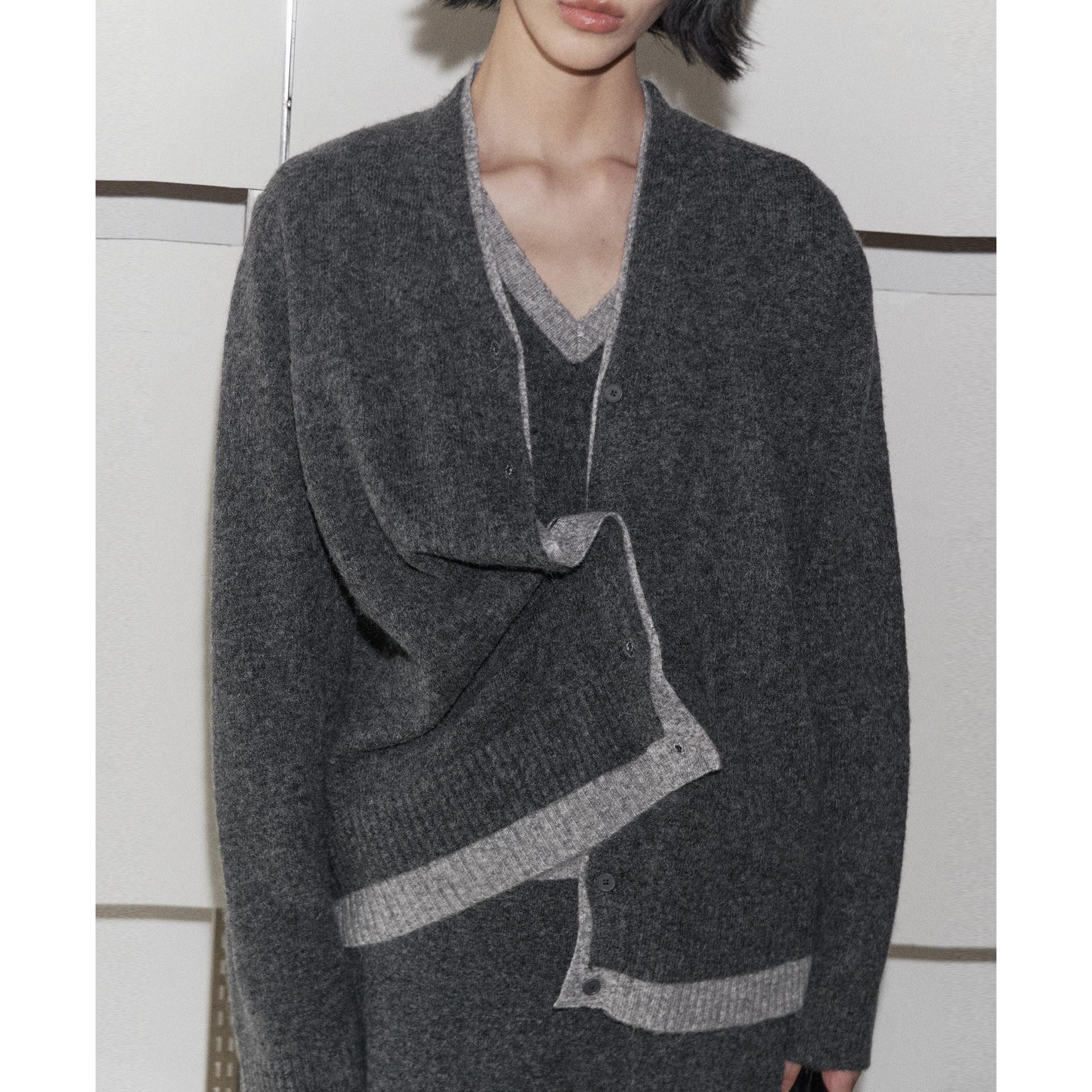 

Женский шерстяной свитер осень-зима в студенческом стиле серый вязаный кардиган куртка One size