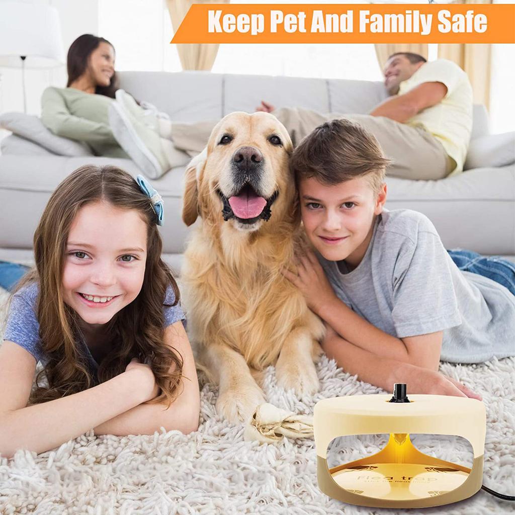 Flea Killer Trap with 2 Glue Discs Pad Bed Bug Trap Light Bulb Safe for Children Pet Dog Cat Best Control for Home House Inside