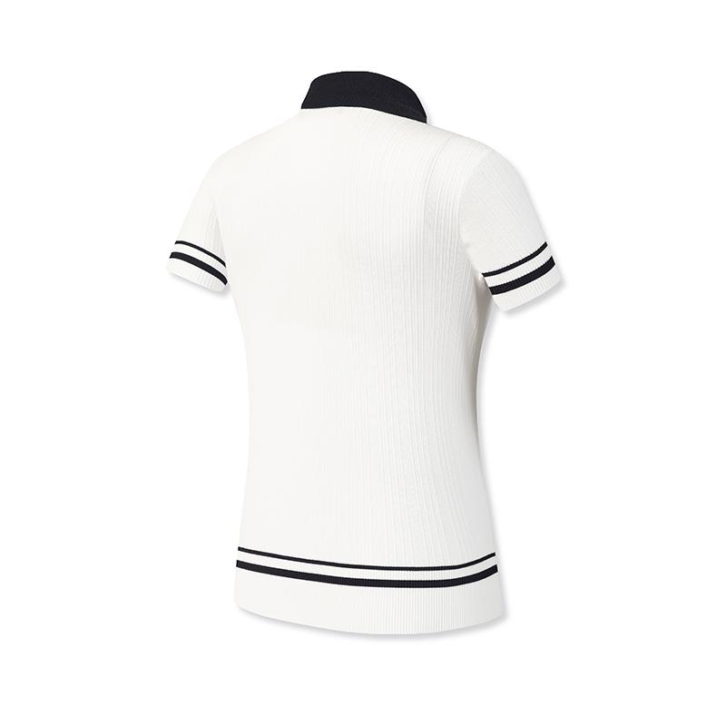 Fila Tennis Fashion Simple Classic Retro Tennis Sports Casual Versatile Comfortable Striped Knitted Short Sleeve Top Women tops A11W623401FWT