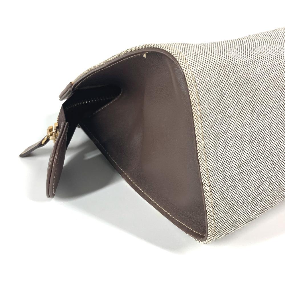 Bvlgari Logo Bag Pouch Cluch Bag  Canvas/Leather gray/Brown