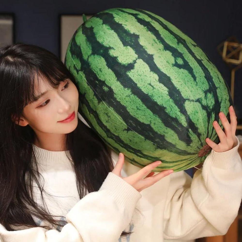 Soft Cotton Watermelon Plush Toy Round Oval Shape Watermelon Pendant Doll Hug Gift