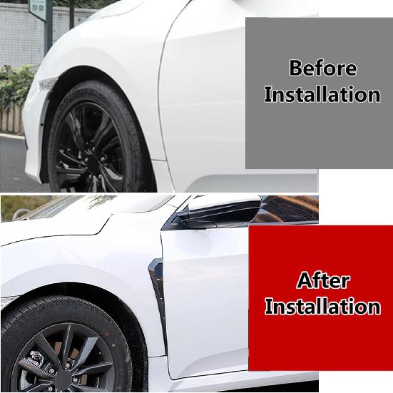 

2Pcs Vent Wing Cover Trim, Black Carbon Pattern, PU Rubber, Universal, 13 4 x 1 Inch