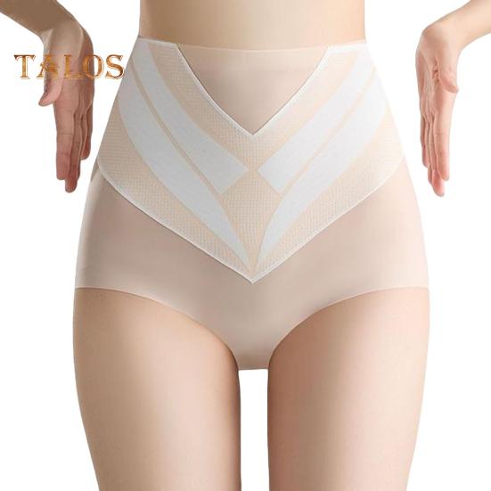 High Waist Women Underpants Tummy Control Double-layer Seamless Contrast Color Panties High Elasticity Wide Crotch Design Body Shaper Full Coverage