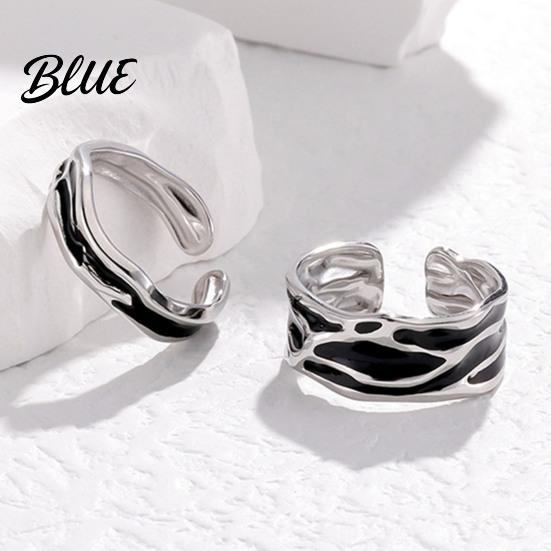 Couple Ring Thin Adjustable Open Band Stainless Steel Minimalist Geometric
