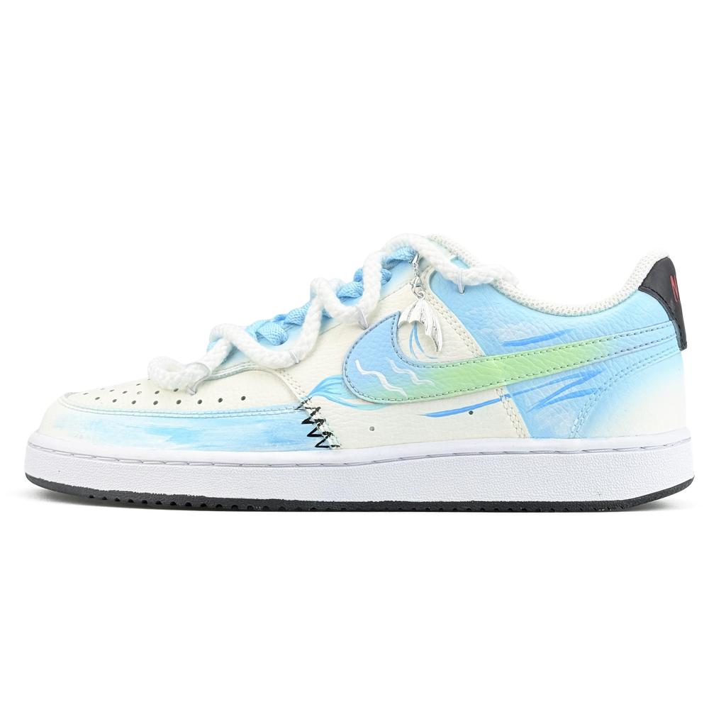 Nike Court Vision 1 SSS Manufacturing, Tide Shadow Painting Abrasion Resistant Low top Skateboard Shoes Men's DM1187-101(Team138-)