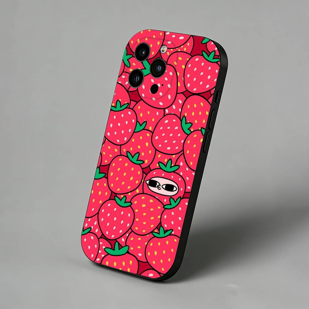 Vollbild-Schutzhülle in Pink-Erdbeer-Optik mit schlanker Rückseite für iPhone 17 Air, 16 Pro Max, 16e, 15 Plus, 14, 13 Mini, 12 und 11