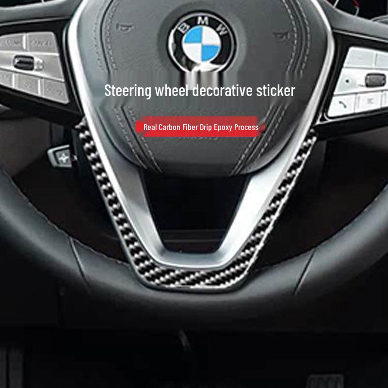 BMW Seria 5 G30 525i/530 2018-2021 Naklejka wykończeniowa kierownicy z włókna węglowego