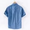 Men Denim Shirt Thin Summer Half Sleeve Casual Top, Loose Trendy Handsome Short Sleeve Camping Denim Short Sleeve Jacket