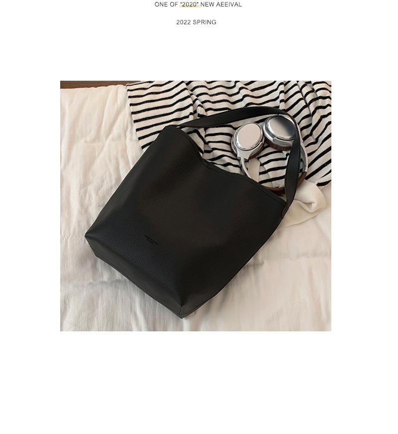 Genuine Leather Women's Bucket Tote - Large Capacity Soft Leather Handbag for Daily Commute