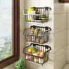Kitchen Storage Basket Stainless Steel Fruit Vegetable Drain Storage Organizer Wall Mounted Spice Rack Dish Shelf Kitchen Tool