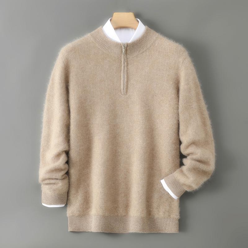 Men s 100% Wool Autumn/Winter Half-High Neck Knit Pullover Base Layer. Extra Large