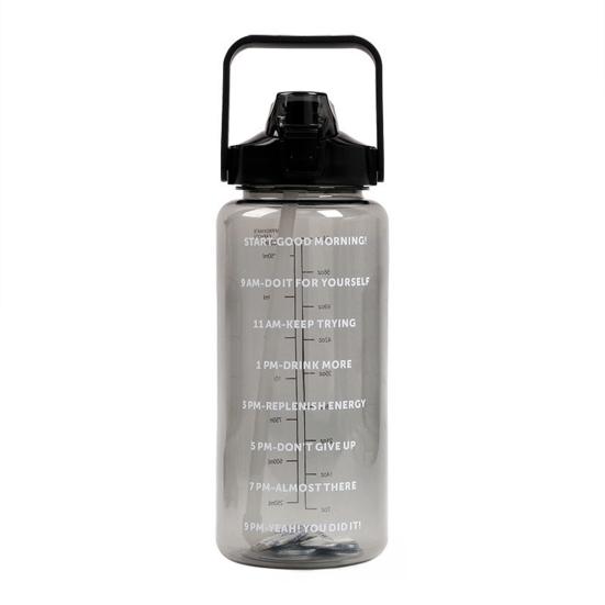 2000ML Large Capacity Water Bottle with Straw Heat-Resistant Leakproof Transparent Portable Outdoor Fitness Sports Travel Drinking Cup