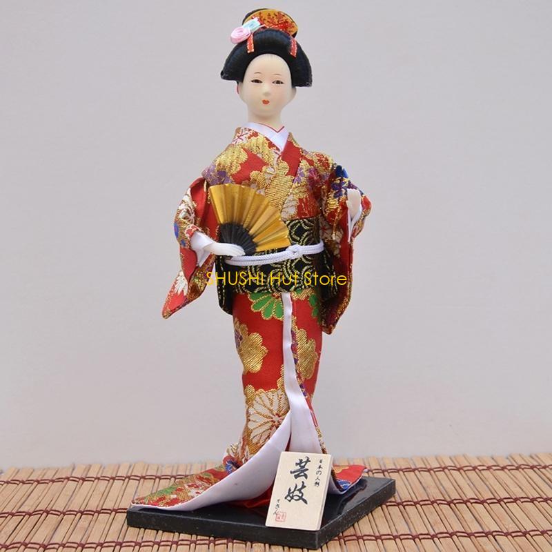 Exquisites 30cm Japanese Kimono Dolls Handcraft Japanese Geisha Dolls Folk for Cultural Enthusiasts Unique Gift Seekers D57B