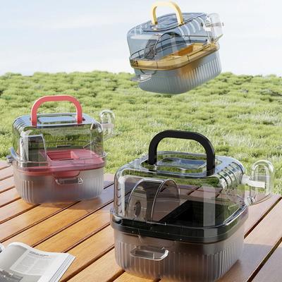 Transparentes Hamsterkäfig-WC, Tragbarer Handlicher Chinchilla-Käfig Kleintiertransportkäfig Robuste Atmungsaktive Haustiertransportbox