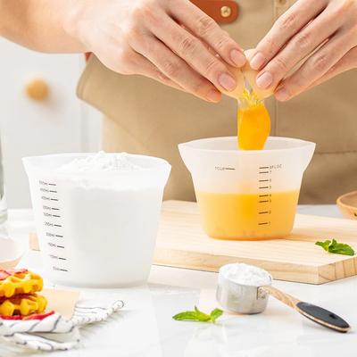 250/500ml Messbecher Lebensmittelqualität Silikon Messkanne Messwerkzeuge Waagen Mischbecher Küche Kuchenbackwerkzeug