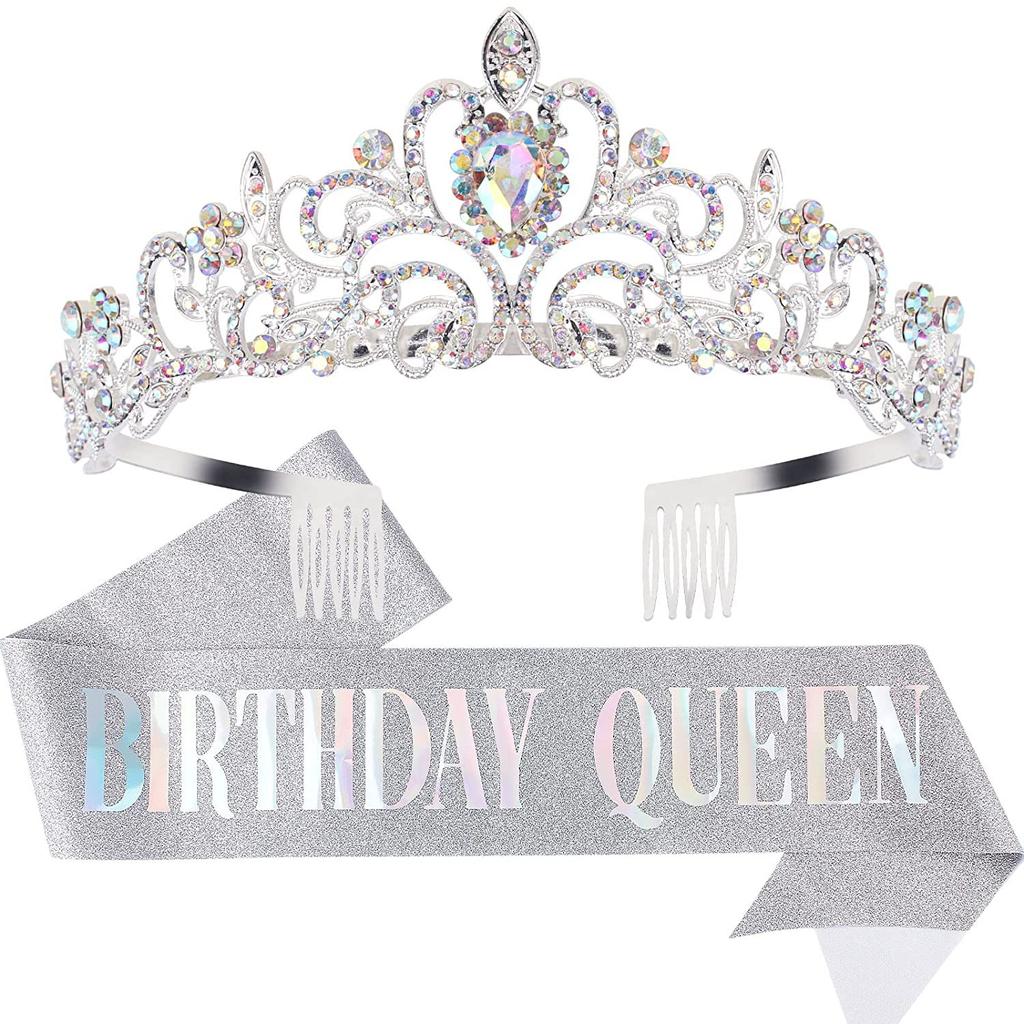 1/2set Birthday Shoulder Strap Crown Dress Up Set Birthday Queen/Girl Set Ceremony Shoulder Strap Party Decoration Supplies