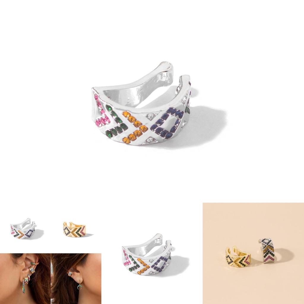 Fashionable Rhinestone Alloy Ear Clips European American Style For Women