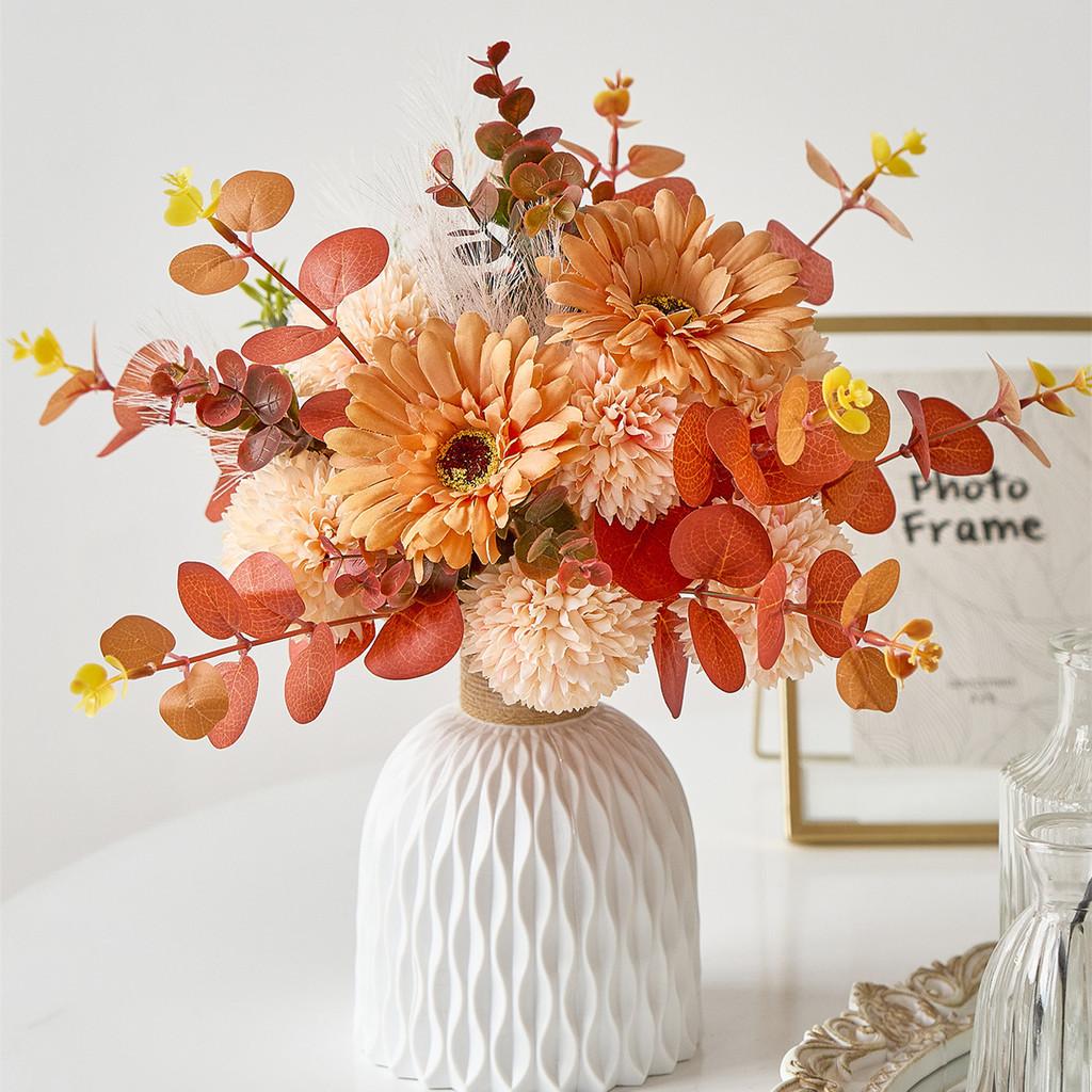 Estilo Europeo Flor Artificial Eucalipto Diente de León Peonía Hortensia Rosa Rosa de Boda Seda Arte Floral Accesorios de Fotografía Flores Simuladas
