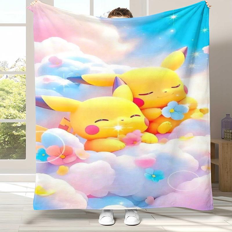 

6 Style Pikachu Pokemon Flannel Blanket,Ultra Soft Warm Plush Throw for Home Bedroom Bed Sofa Cover Office Camping Picnic gift 75x90cm