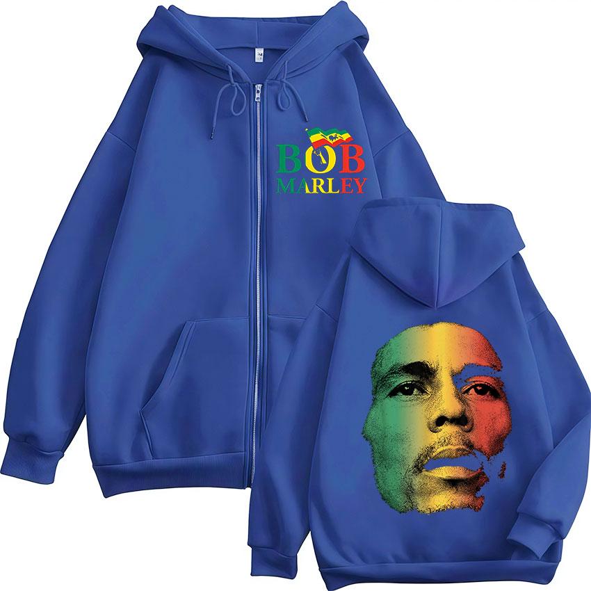 Rapper Bob Marley Album Zipper Hoodie Men's Hip Hop Fans Pullover Zip Up Sweatshirt Man Loose Fashion Coats Clothing Hoodie