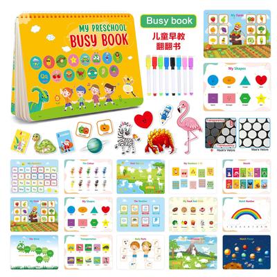 Busy Book for Kids 2-5 Years Preschool Kid Learning Repeated Sticker Book 3D Flip Flap Book Montessori Baby English Toy Book