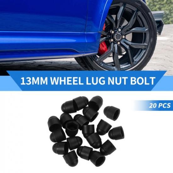 20pcs Plastic 13mm Exterior Wheel Lug Nut Bolt Black