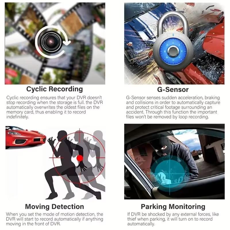 Hd Dashcam Wireless WiFi Connects Front and Rear Dual Lens with Reverse Video Car Black Box, Car DVR, Car Surveillance Camera