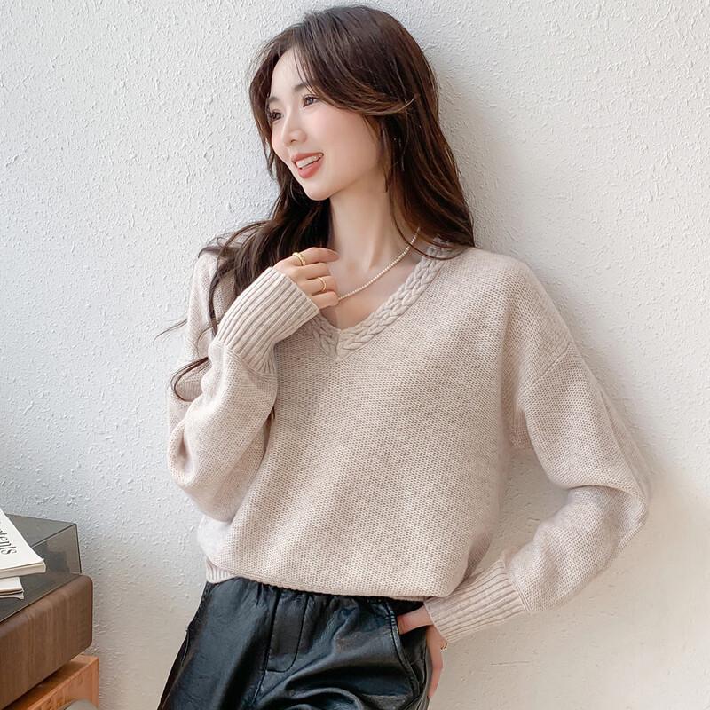 

MOCANA Women s Floral Knit V-Neck Wool Sweater XL