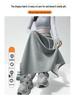 Women's Gray Elastic Waist A-Line Mini Skirt - Sporty High Waist, Bodycon, Slit, Casual Autumn Wear for Petite