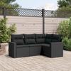 Vidaxl 4-Cz. Garden Lounge Set, Cushions, Black PE Rattan