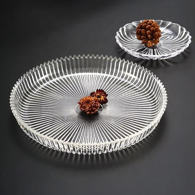 Eco-Friendly Non-Toxic PC Material Transparent Round Large Capacity Fruit Plate for Outdoor Picnic and Commercial Restaurant Use