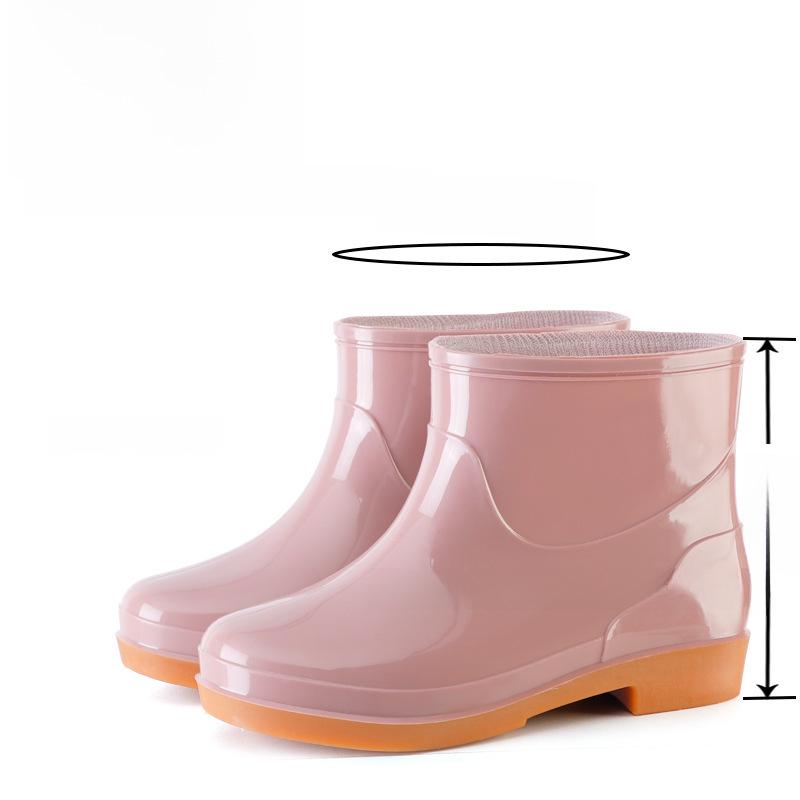 Women's Double Back Low Tube Non-Slip Rain Boots - Waterproof, Fashionable, Warm Cotton Lining, Ideal for Kitchen and Work.