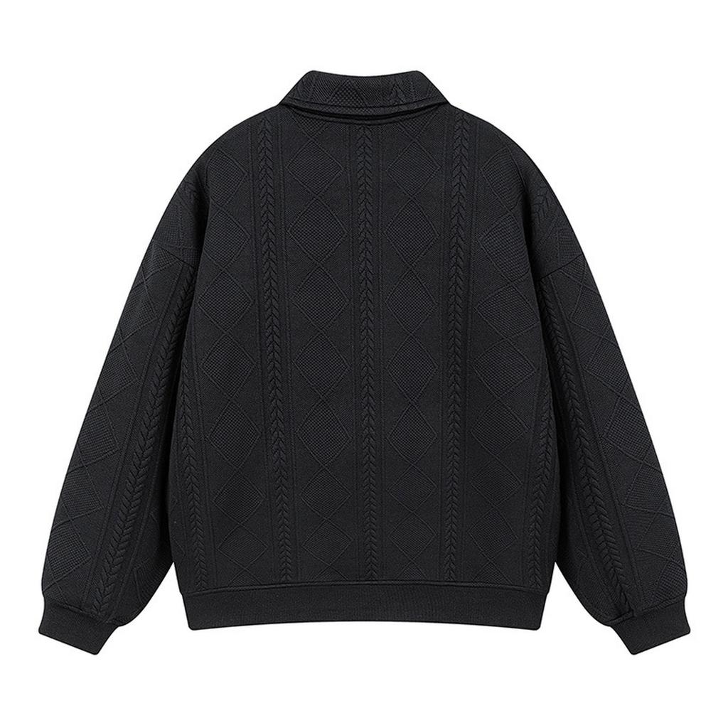 Men's Loose Casual All Stand Collar Hoodie American Retro Solid Color Lapel Long-sleeved Hoodie