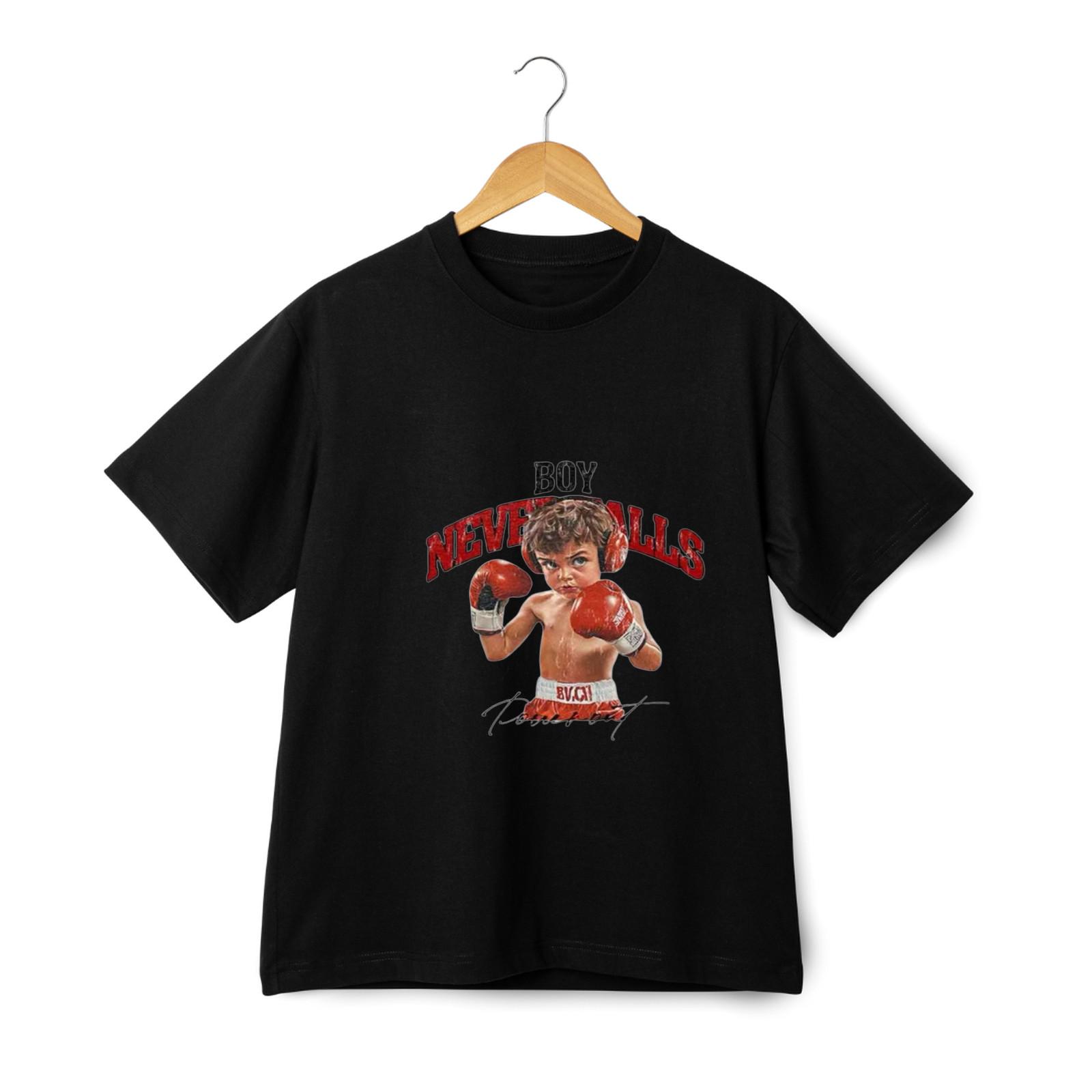 Boy Never Falls Boxing Kid Graphic Unisex Tee 3XL