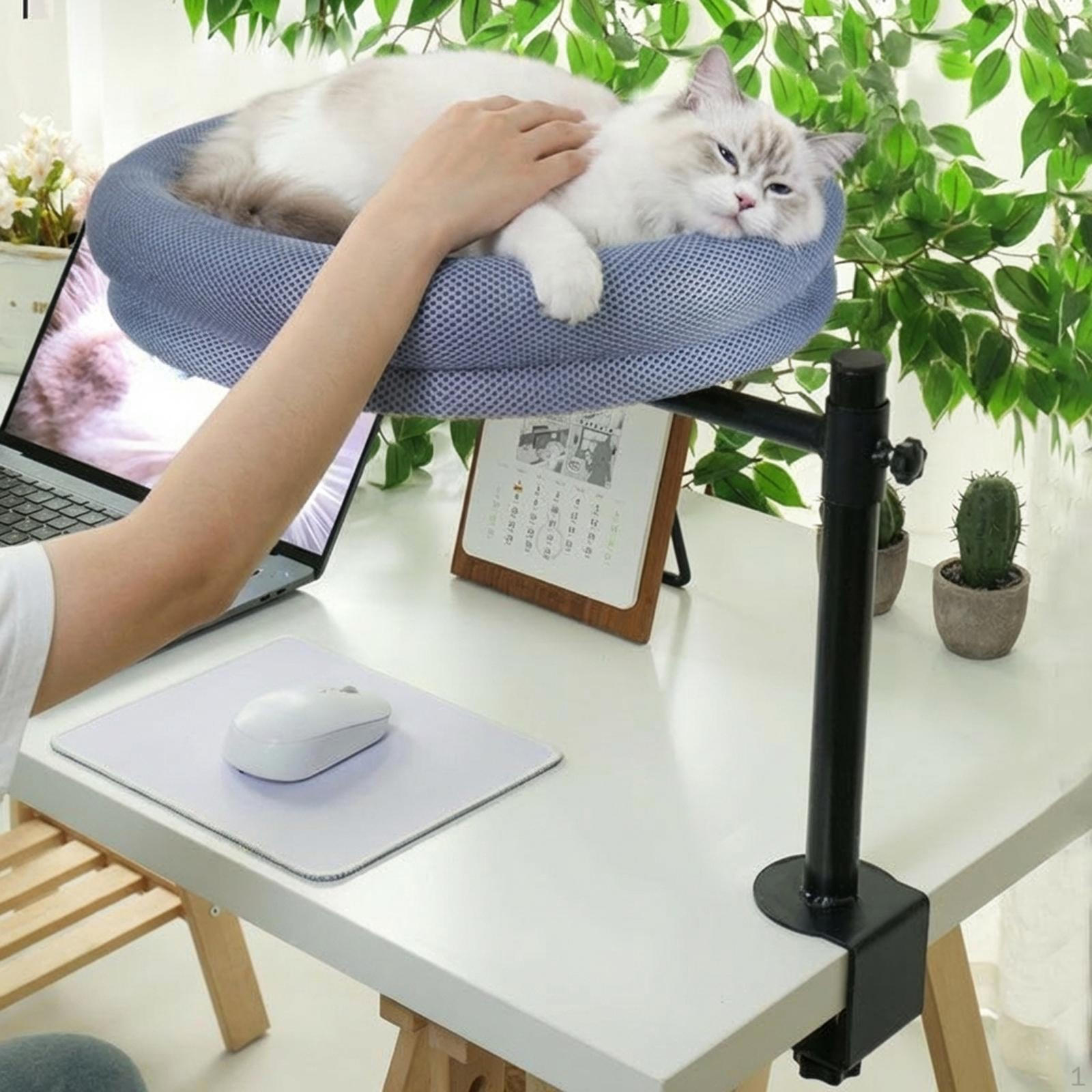 

Cat Bed Desk Rotation Desktop Bed,Round Sturdy Kitten Furniture Nest Hammock for Office Study