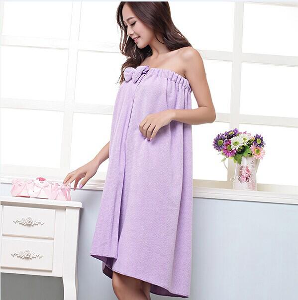 Robe de Microfibra Feminina Absorvente Laço Cor Sólida Toalha de Banho Chuveiro SPA Roupão de Banho